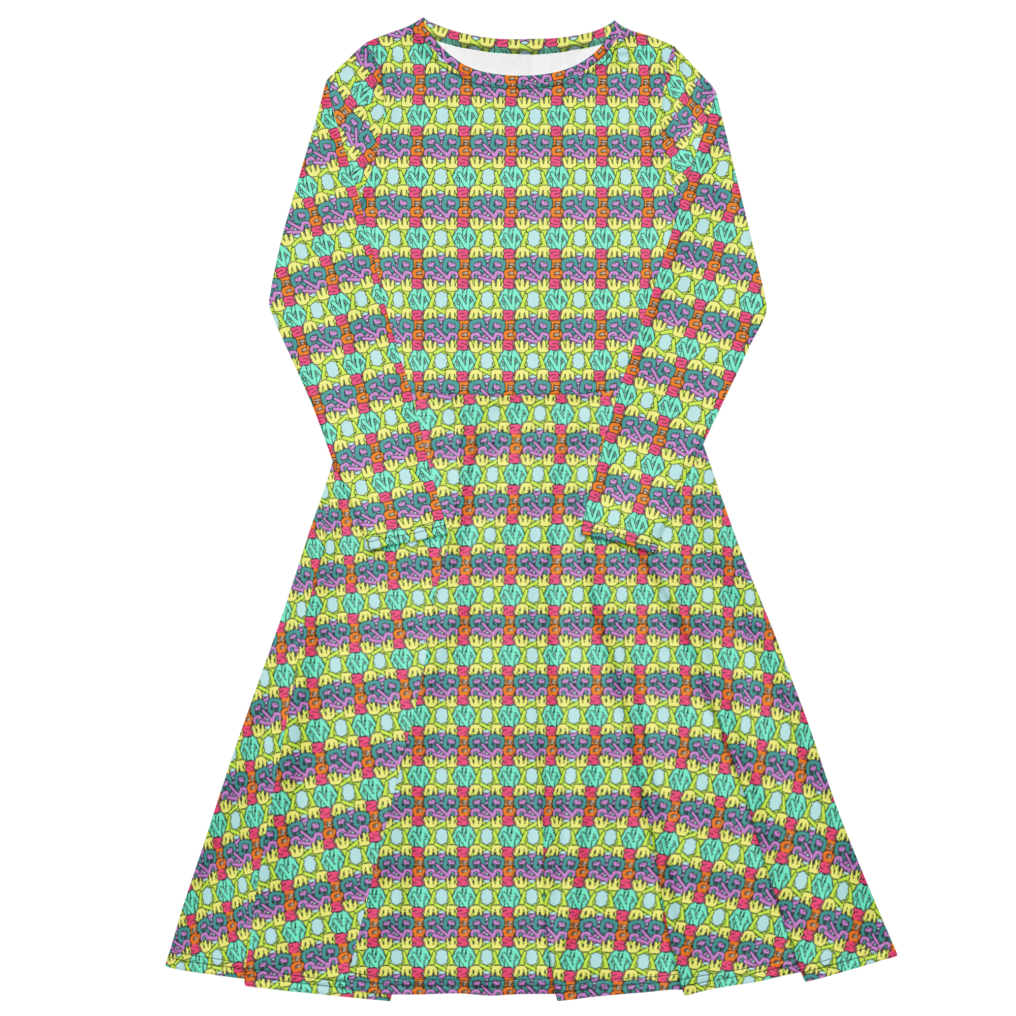 TWISTED SCENARIO PATTERNED DRESS